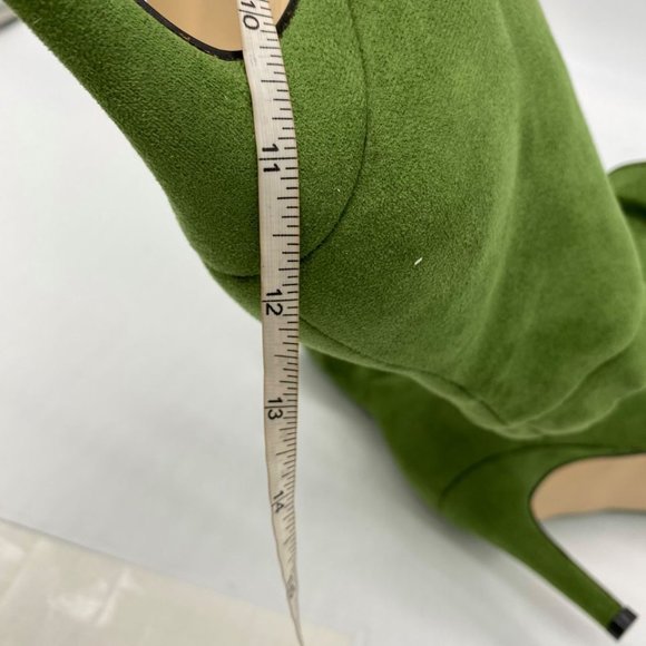 Green Closed Point Toe Boots Comfort Pleated Zippe - Picture 9 of 10